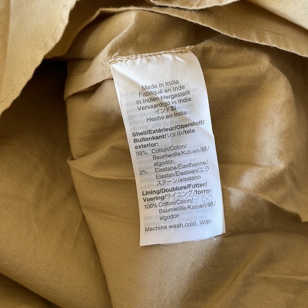 NWOT J.CREW BUTTON FRONT POPLIN KHAKI WRAP MIDI DRESS